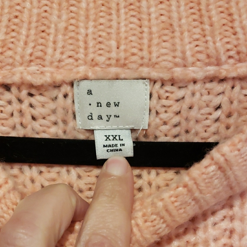 A New Day Chunky Blush Pink Crewneck Knit Sweater - Picture 2 of 8